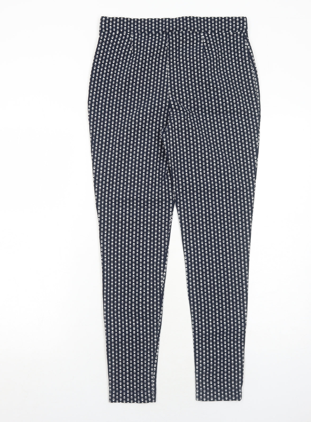 Dorothy Perkins Womens Blue Geometric Cotton Carrot Leggings Size 14
