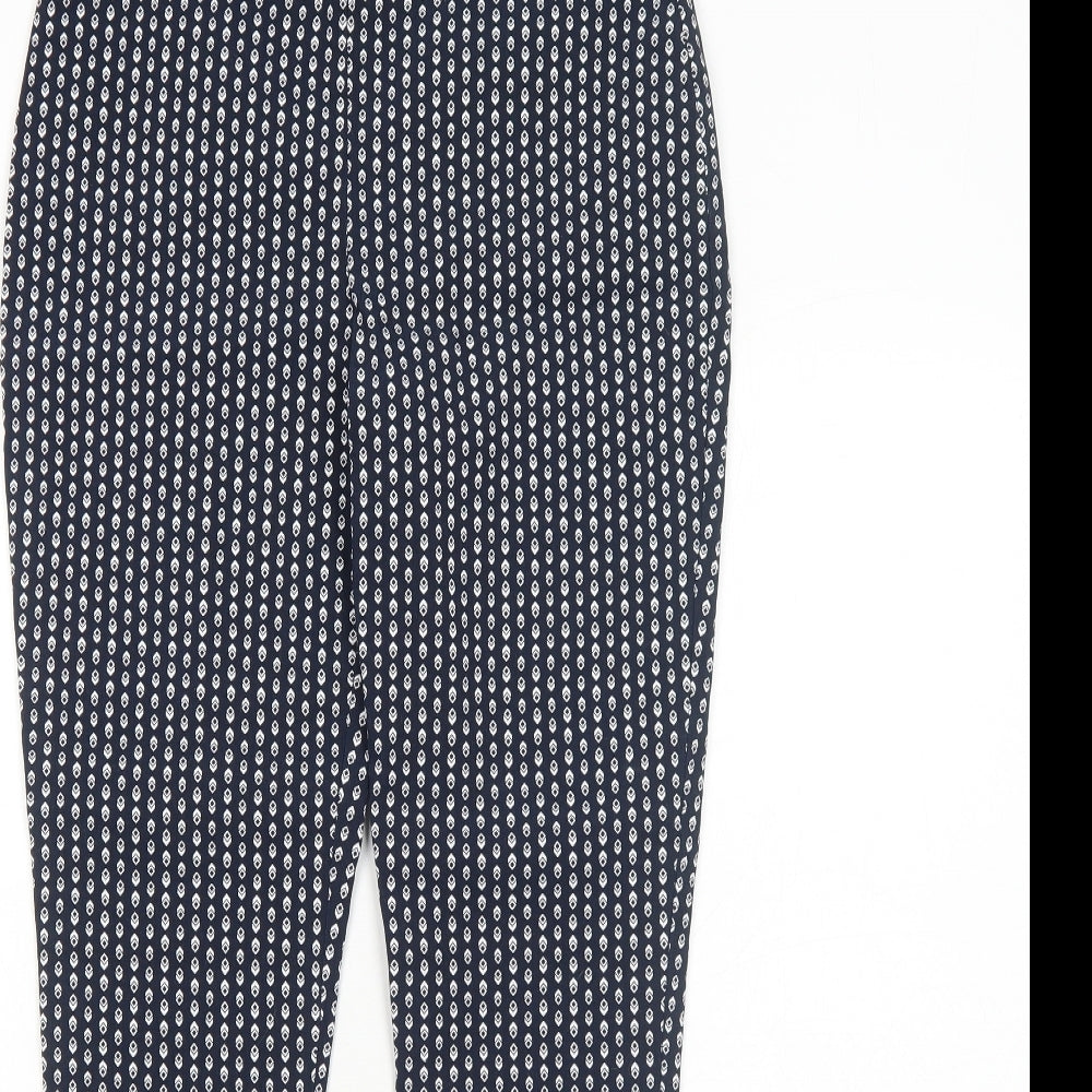 Dorothy Perkins Womens Blue Geometric Cotton Carrot Leggings Size 14
