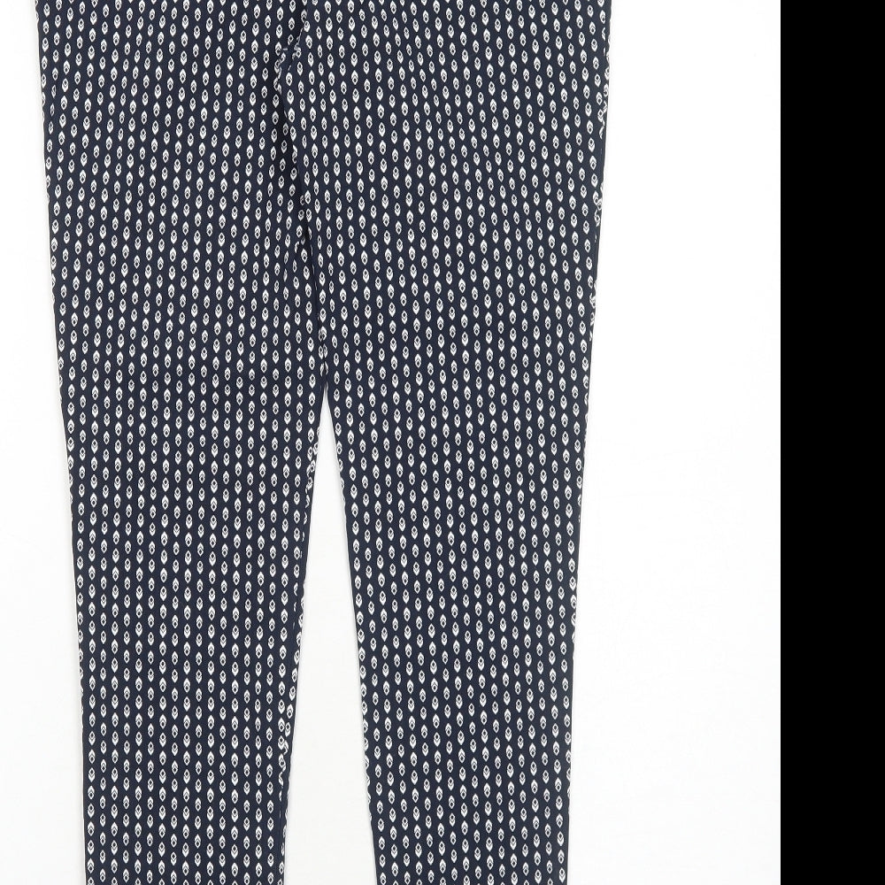 Dorothy Perkins Womens Blue Geometric Cotton Carrot Leggings Size 14