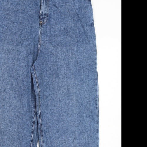 Marks and Spencer Womens Blue Cotton Tapered Jeans Size 12 Regular Zip