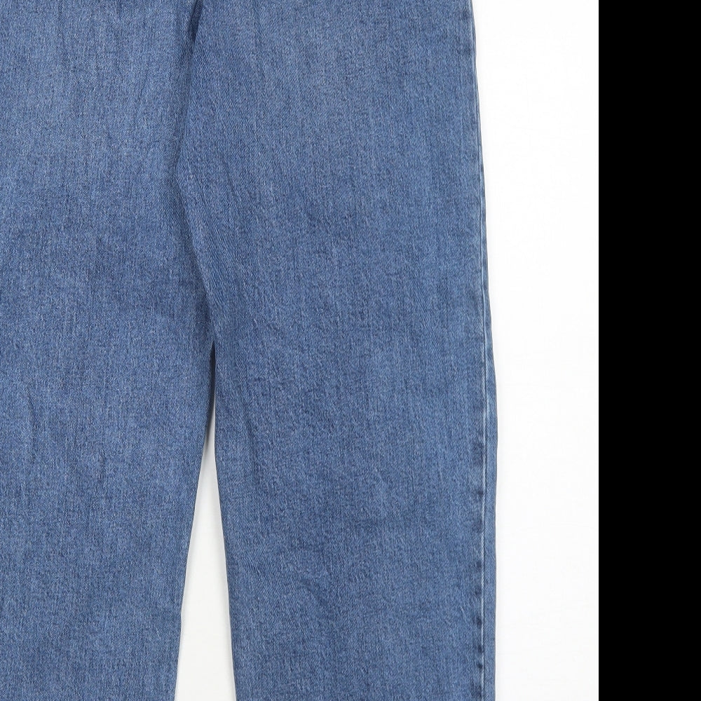 Marks and Spencer Womens Blue Cotton Tapered Jeans Size 12 Regular Zip