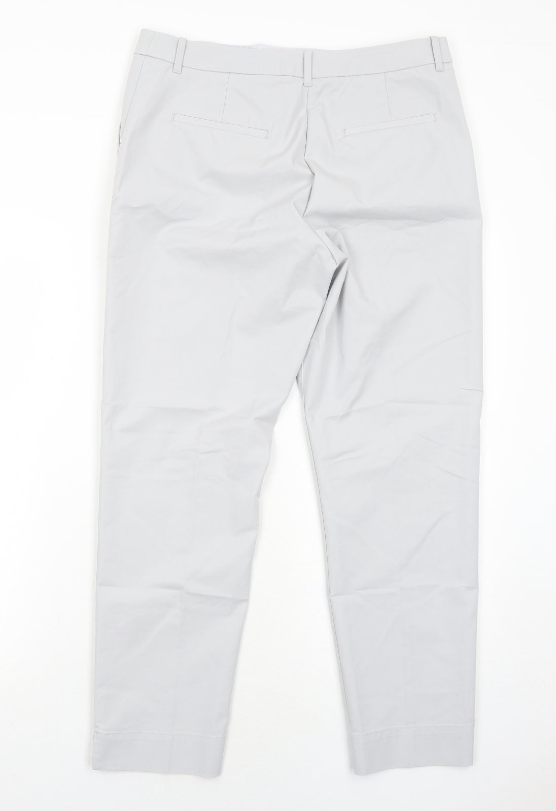Marks and Spencer Womens Grey Cotton Chino Trousers Size 12 Regular Zip