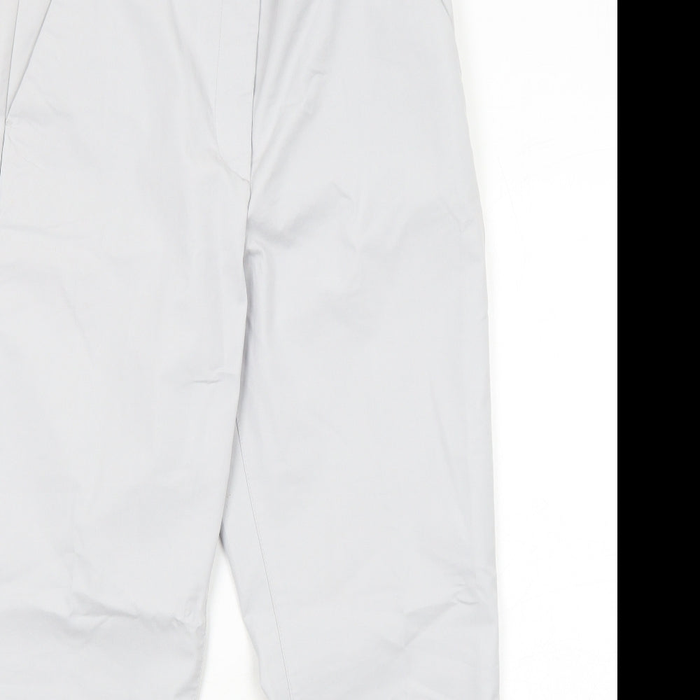 Marks and Spencer Womens Grey Cotton Chino Trousers Size 12 Regular Zip