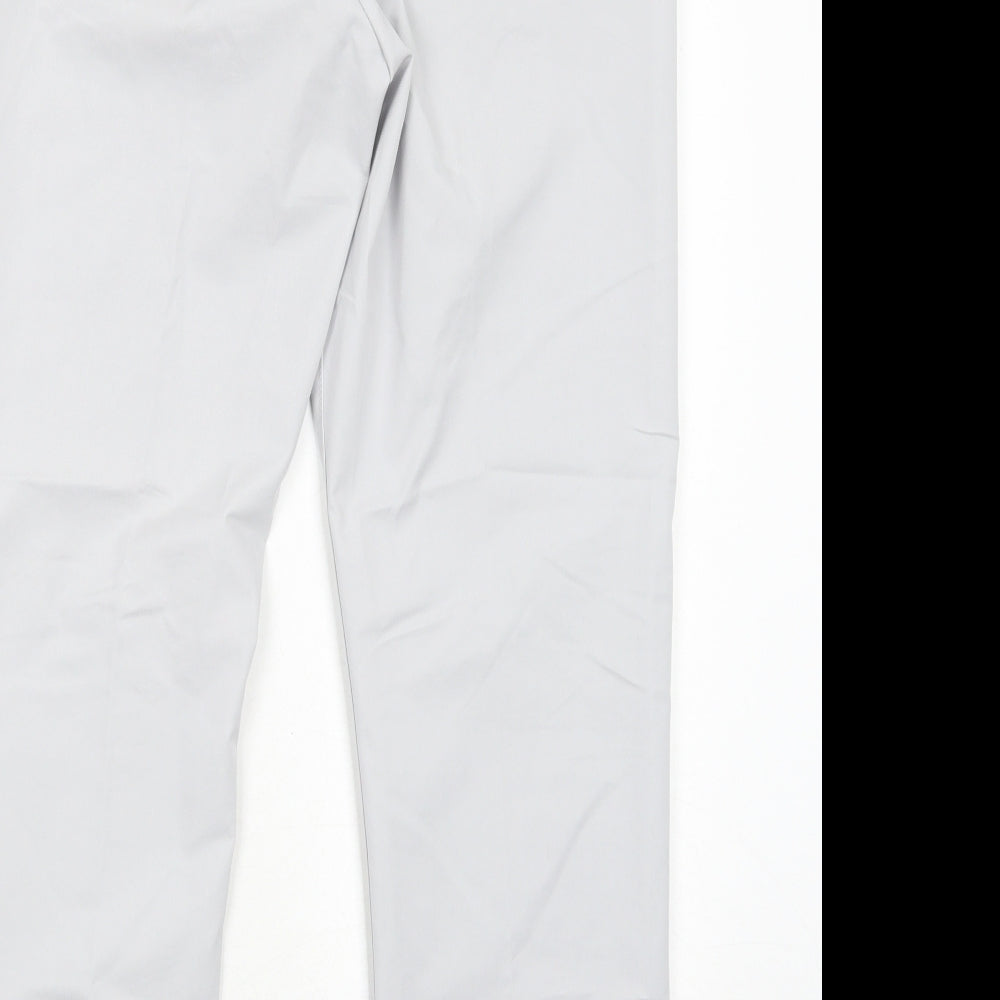 Marks and Spencer Womens Grey Cotton Chino Trousers Size 12 Regular Zip