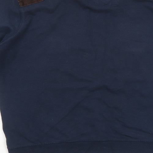 Brave Soul Mens Blue Cotton Pullover Sweatshirt Size S - Elbow Patches