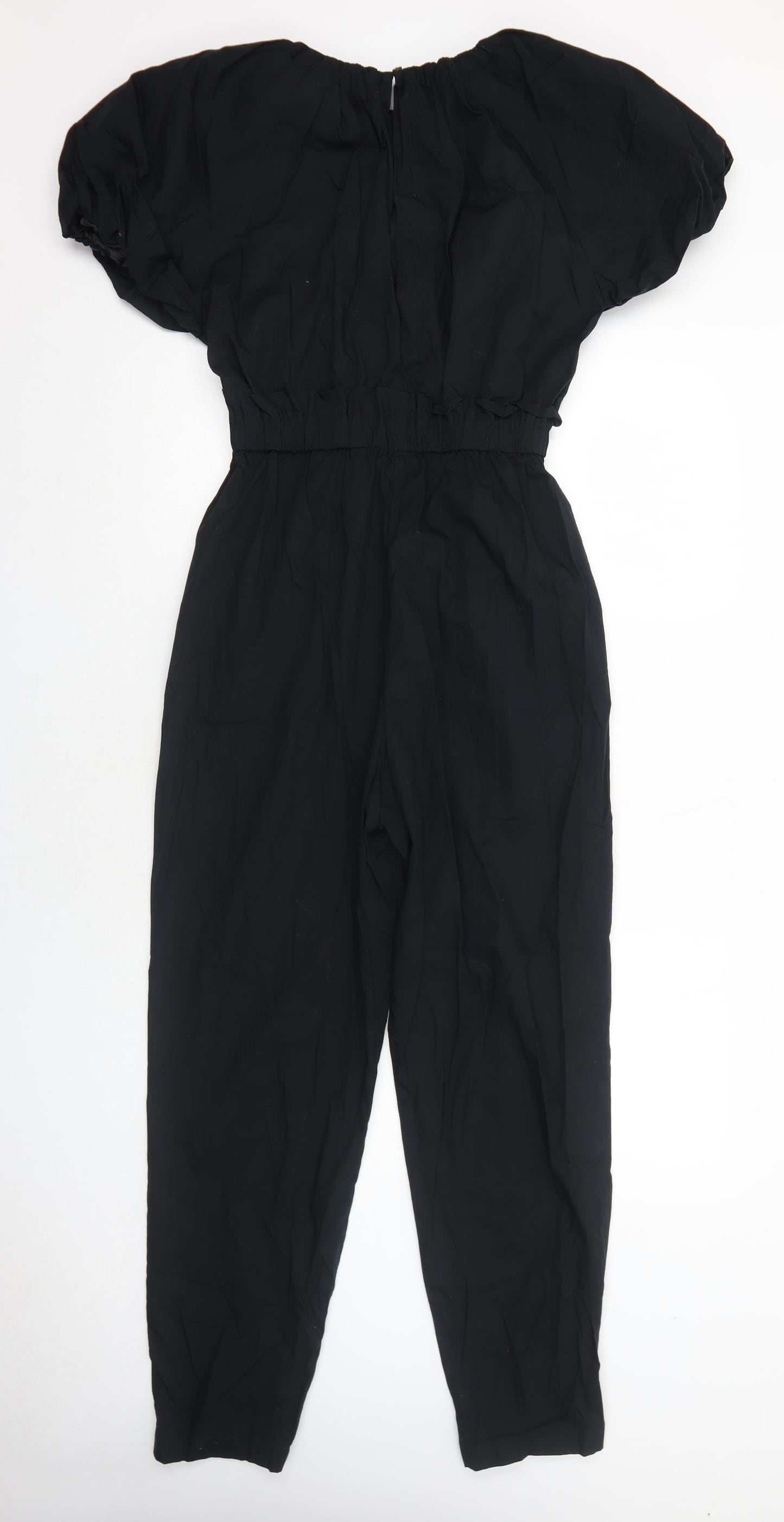 Zara Womens Black Cotton Jumpsuit One-Piece Size S Button - Cut Out Detail