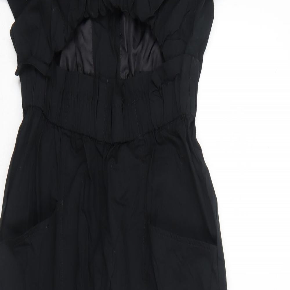 Zara Womens Black Cotton Jumpsuit One-Piece Size S Button - Cut Out Detail
