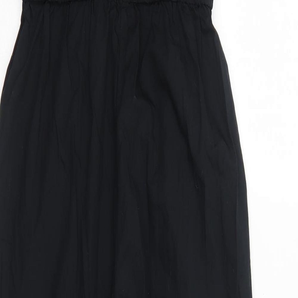 Zara Womens Black Cotton Jumpsuit One-Piece Size S Button - Cut Out Detail