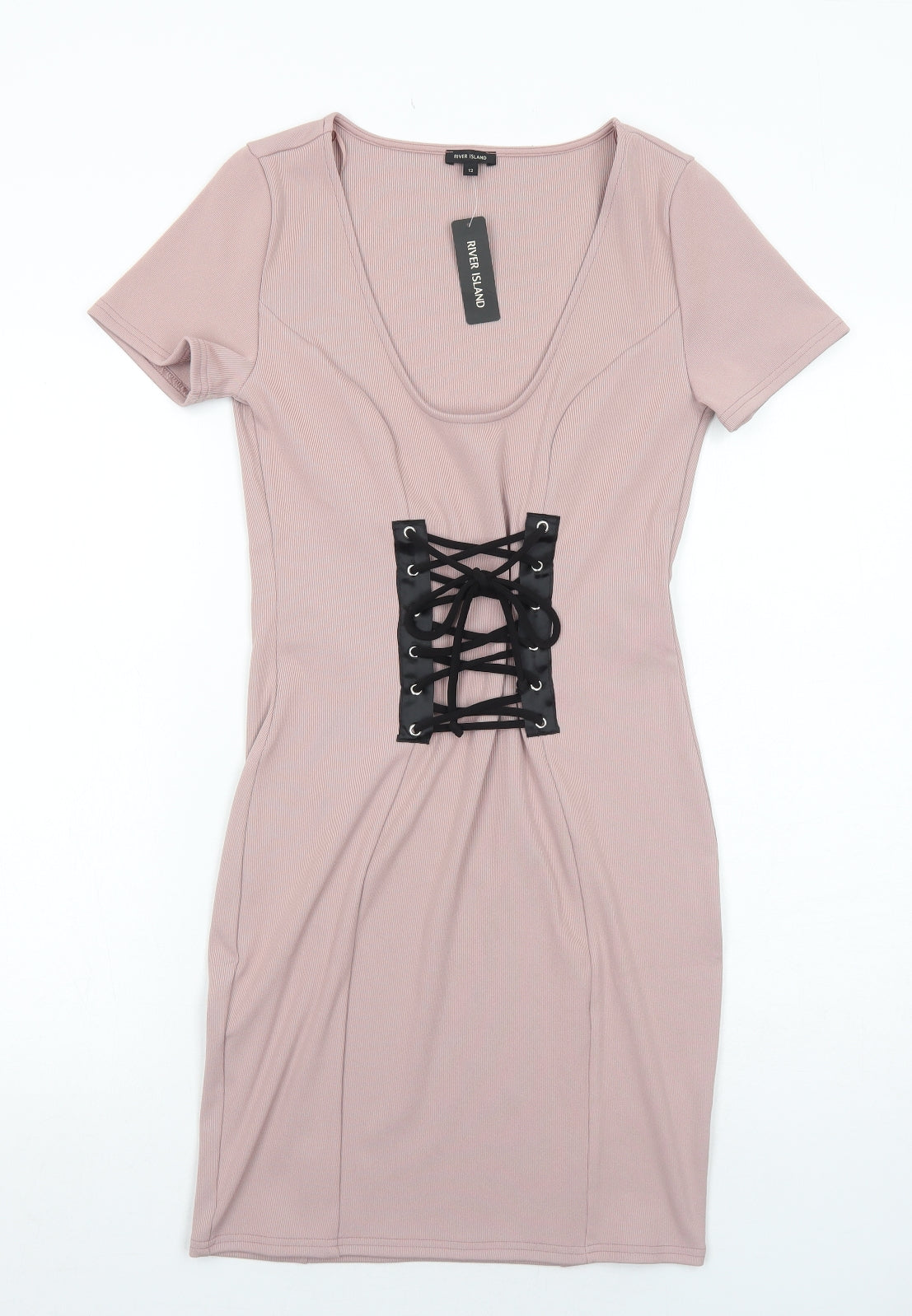 River Island Womens Purple Polyester Bodycon Size 12 Scoop Neck Pullover