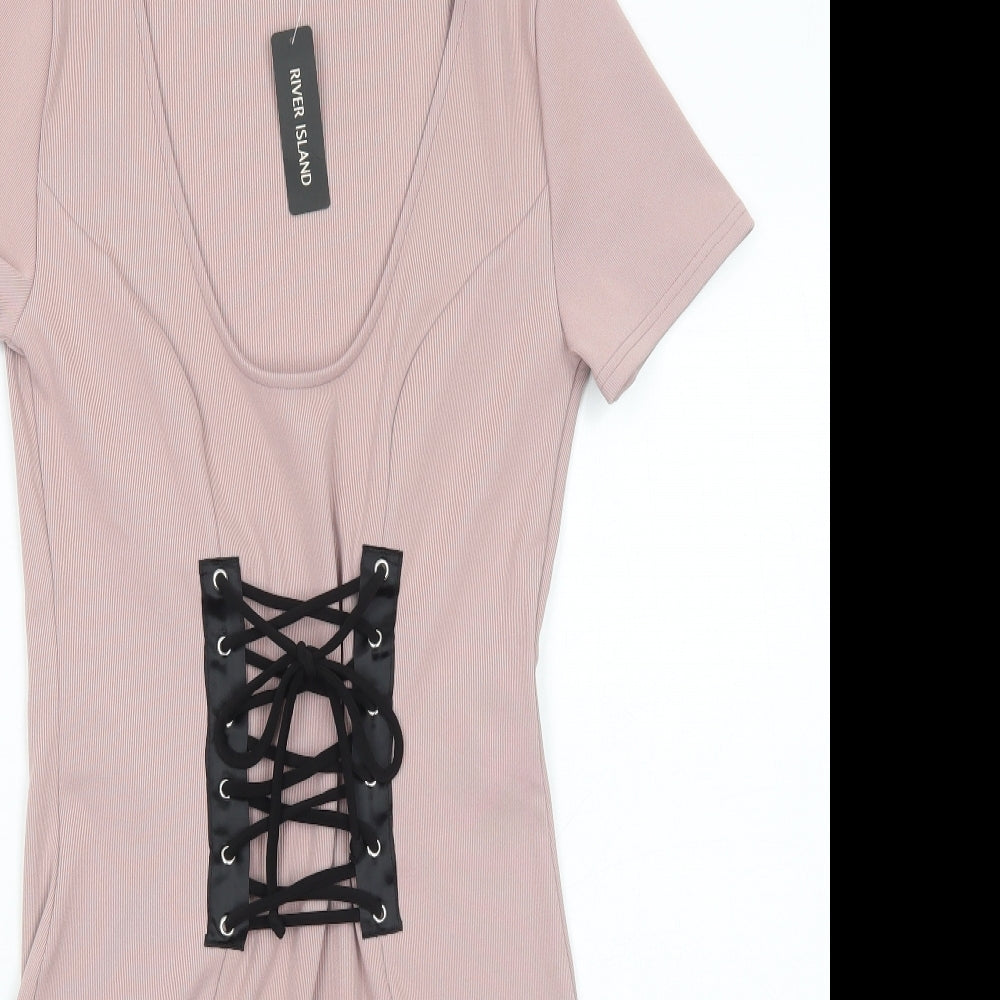 River Island Womens Purple Polyester Bodycon Size 12 Scoop Neck Pullover