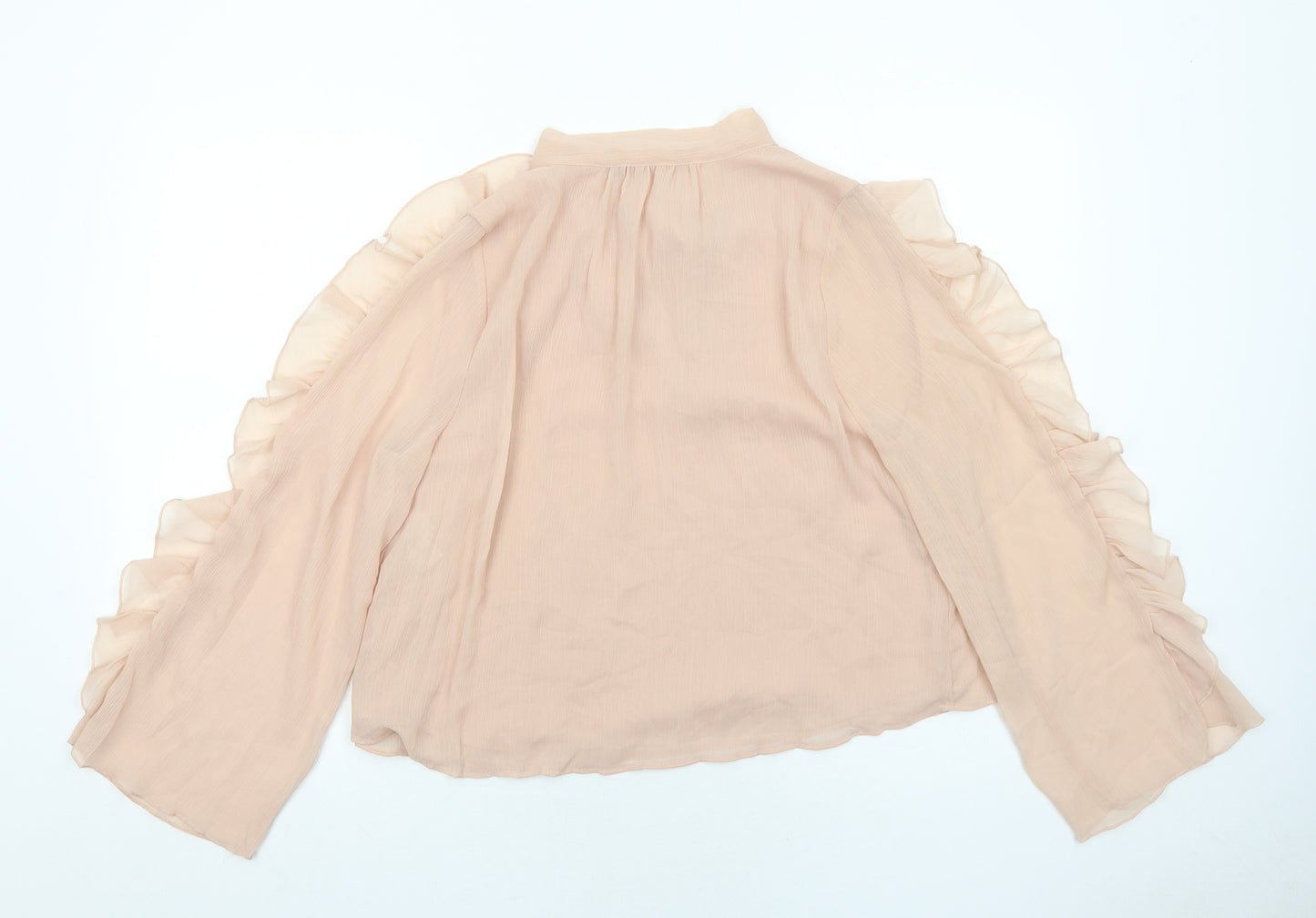 Zara Womens Beige Polyester Basic Blouse Size M V-Neck