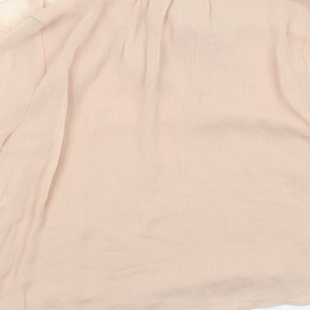 Zara Womens Beige Polyester Basic Blouse Size M V-Neck