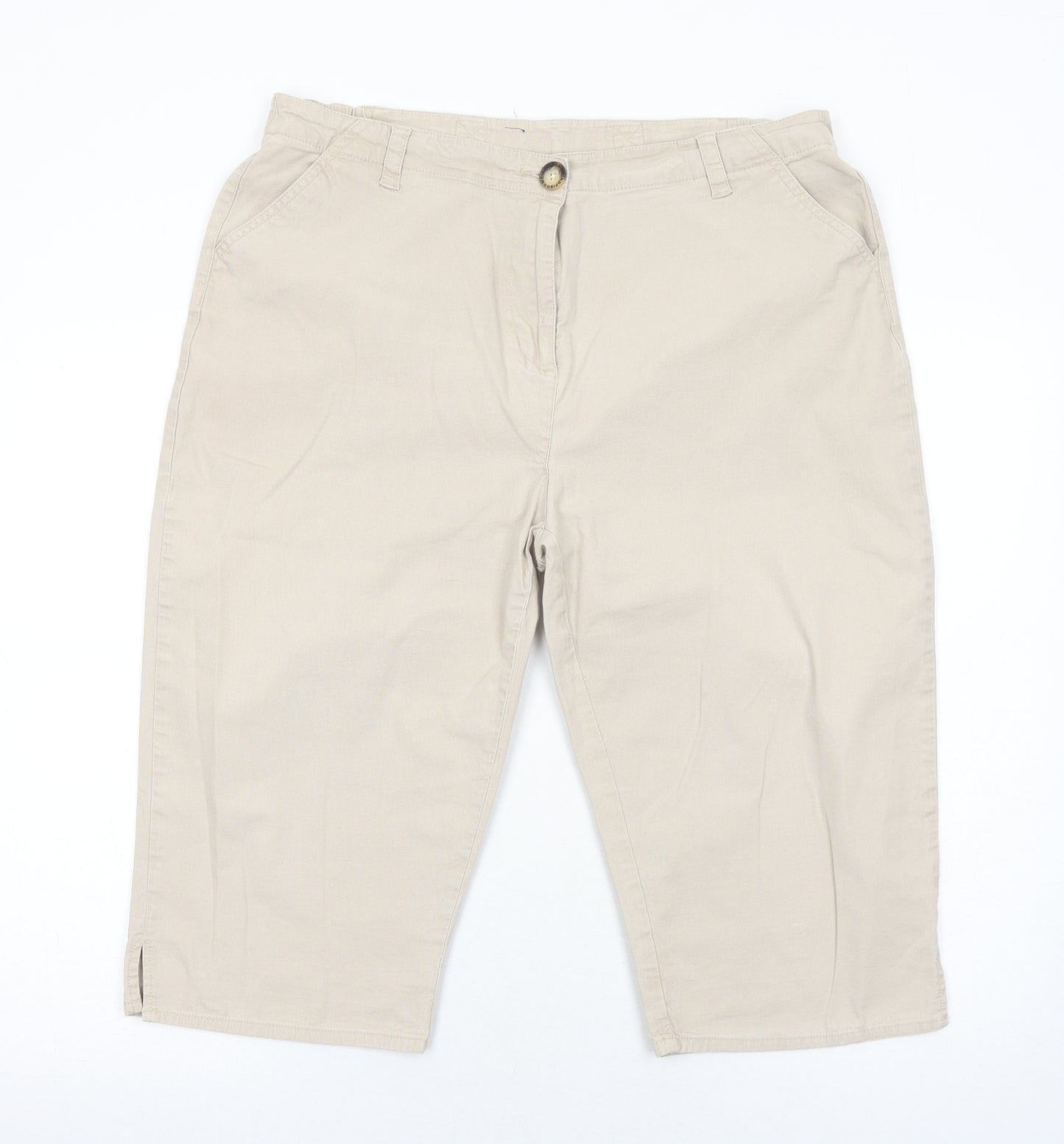 Emreco Womens Beige Cotton Chino Shorts Size 18 Regular Zip