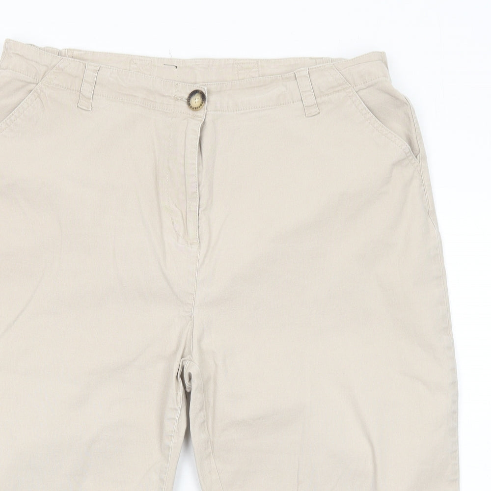 Emreco Womens Beige Cotton Chino Shorts Size 18 Regular Zip