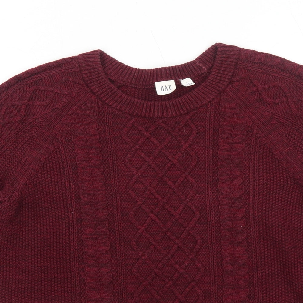 Gap Womens Red Round Neck Cotton Pullover Jumper Size XS