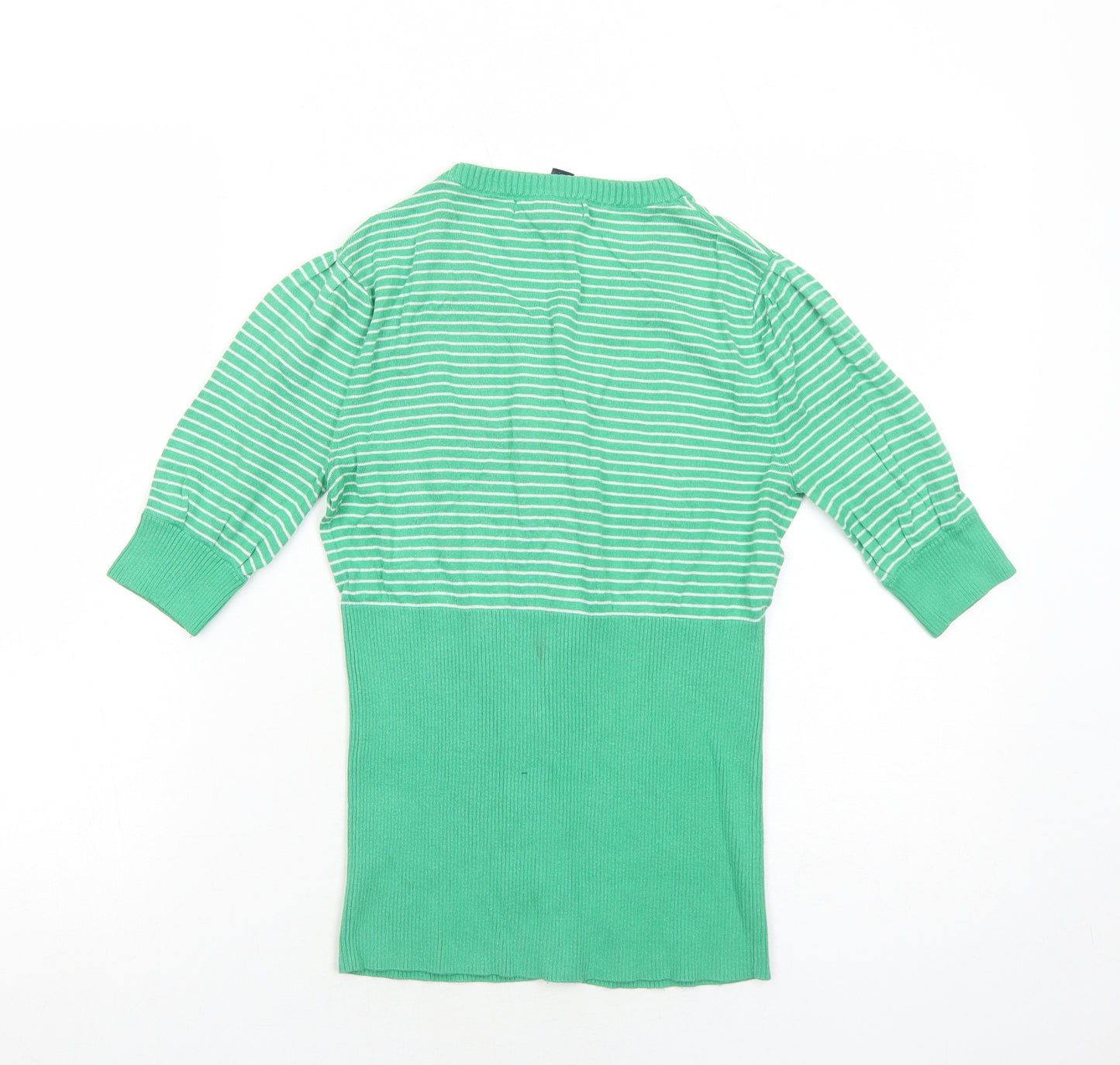 Banana Republic Womens Green Round Neck Striped Cotton Cardigan Jumper Size S