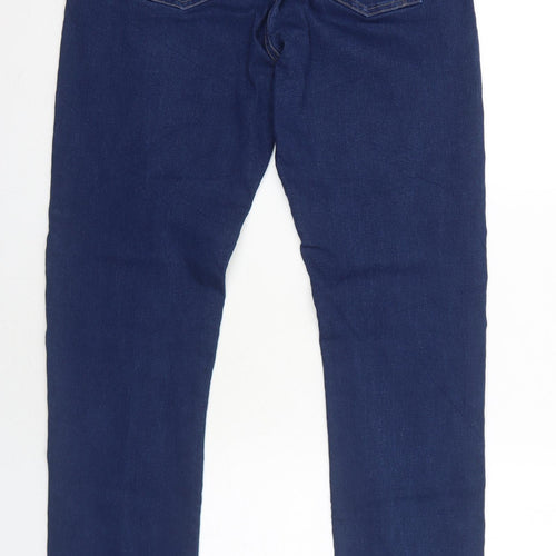 Clara VRS Womens Blue Cotton Straight Jeans Size 12 Regular Zip