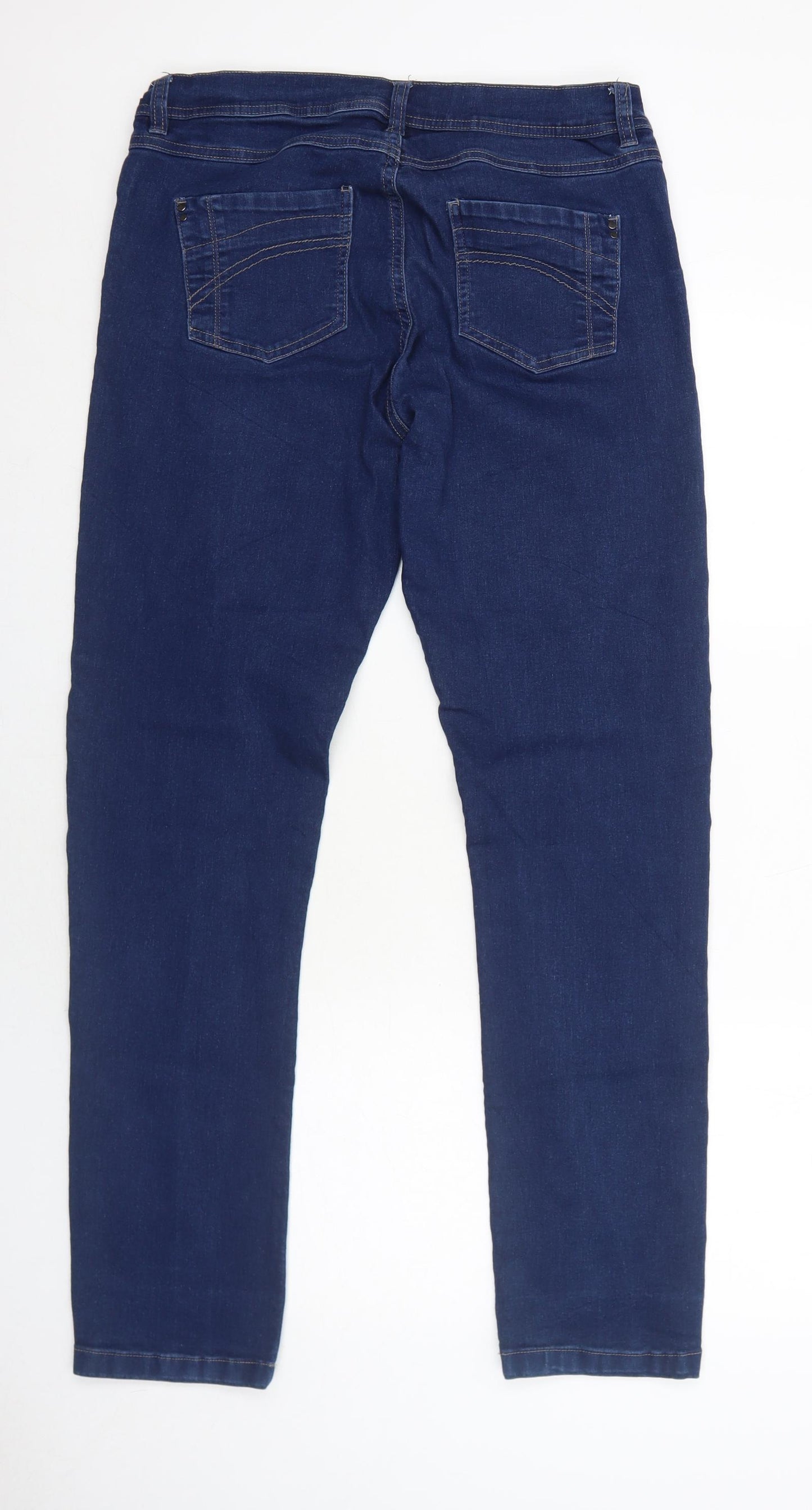 Clara VRS Womens Blue Cotton Straight Jeans Size 12 Regular Zip