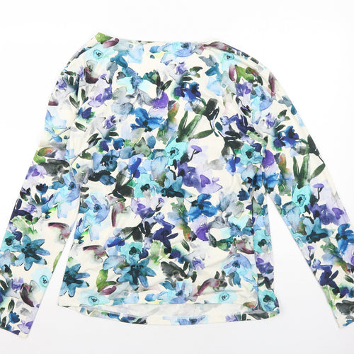 Bella di Notte Womens Blue Geometric Viscose Basic Blouse Size 18 V-Neck