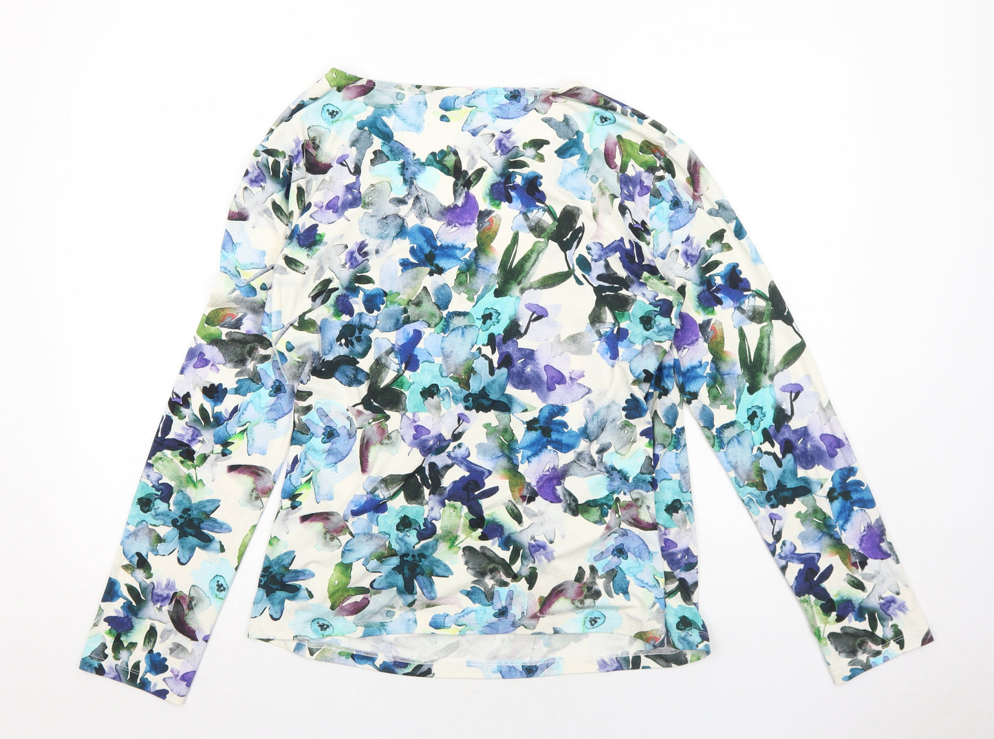 Bella di Notte Womens Blue Geometric Viscose Basic Blouse Size 18 V-Neck