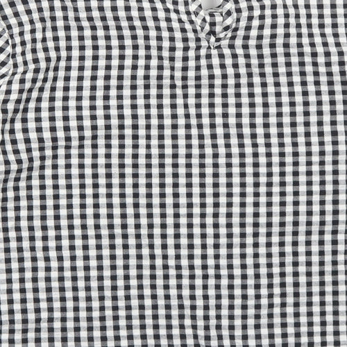 Only Womens Black Geometric Cotton Basic Blouse Size 8 Round Neck
