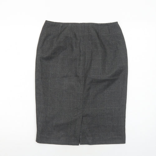Marks and Spencer Womens Grey Plaid Polyester Straight & Pencil Skirt Size 10 Zip
