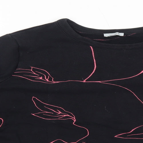 Jigsaw Womens Black Floral Cotton Pullover Sweatshirt Size M Pullover