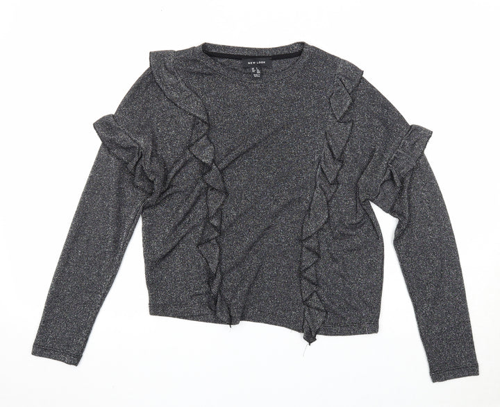 New Look Womens Black Round Neck Viscose Pullover Jumper Size S