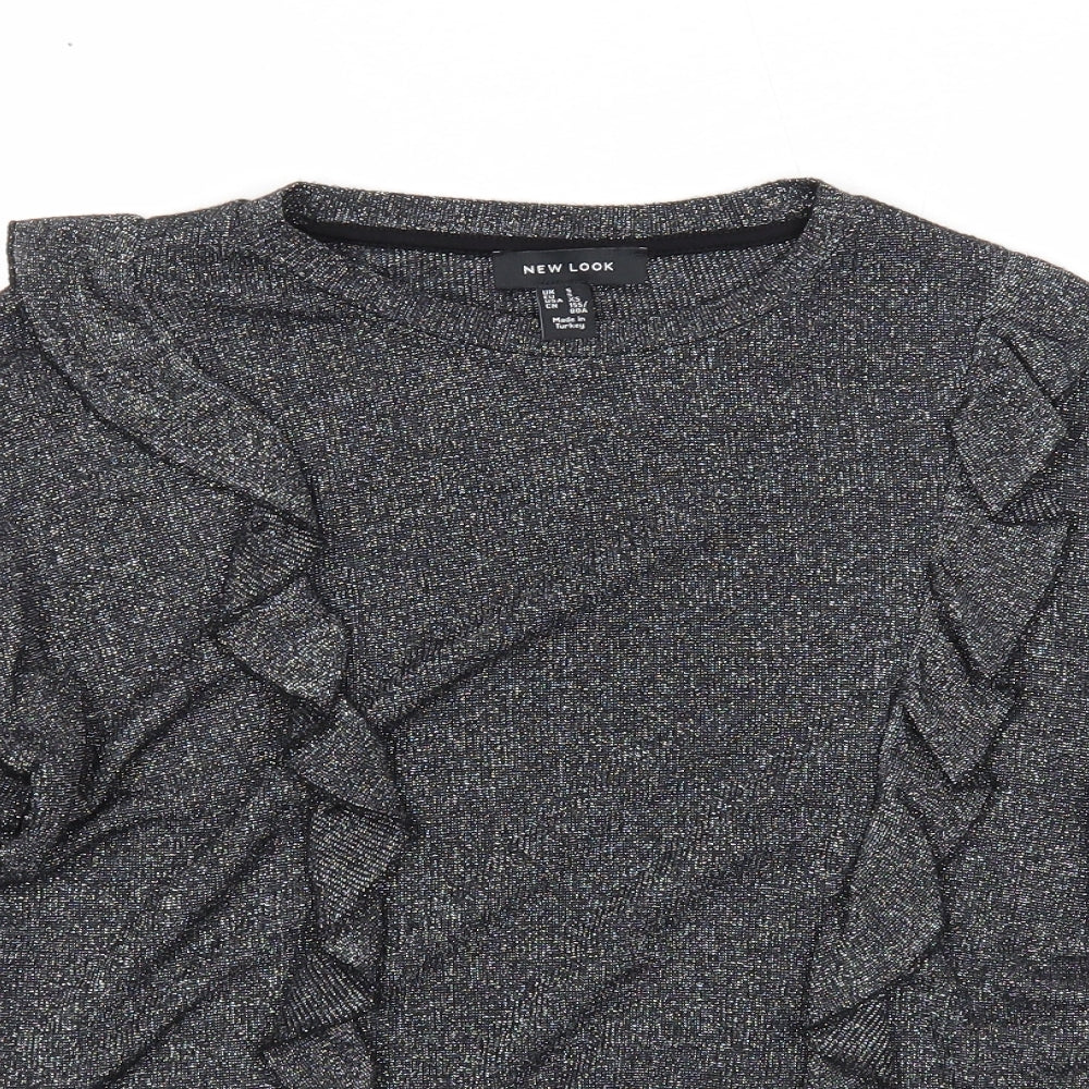 New Look Womens Black Round Neck Viscose Pullover Jumper Size S