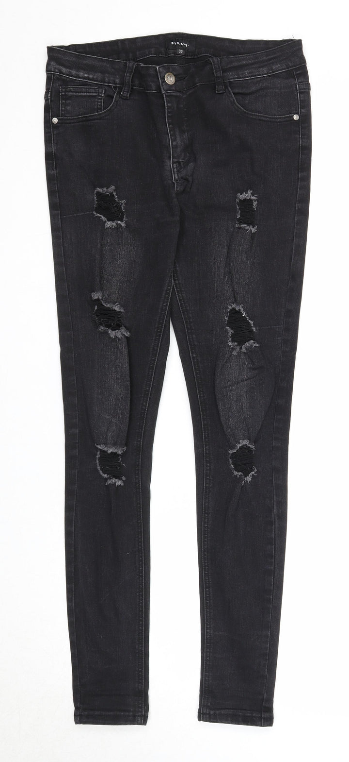 Pyracy Womens Black Cotton Skinny Jeans Size 32 in Regular Zip