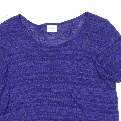 JUNAROSE Womens Blue Round Neck Viscose Pullover Jumper Size M
