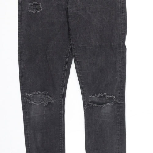 Topshop Womens Black Cotton Skinny Jeans Size 30 in L32 in Regular Zip
