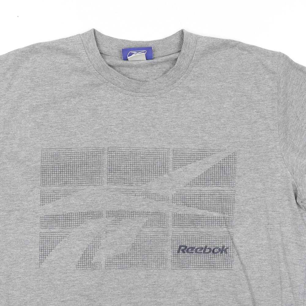 Reebok Mens Grey Cotton T-Shirt Size S Round Neck