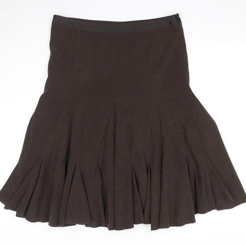 AMARANTO Womens Brown Polyester Trumpet Skirt Size 10 Zip