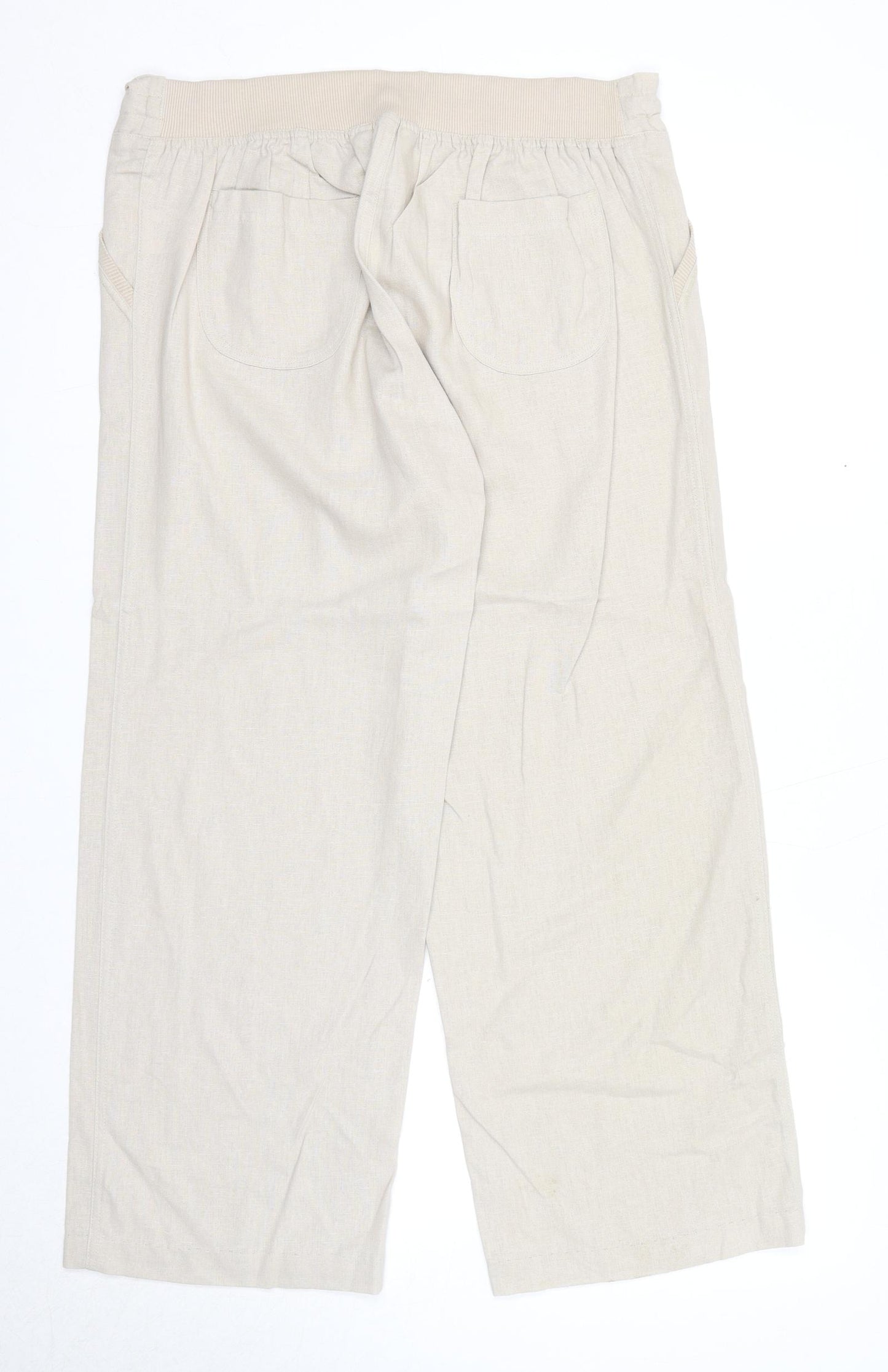 Tom Franks Womens Beige Linen Trousers Size 14 Regular Zip