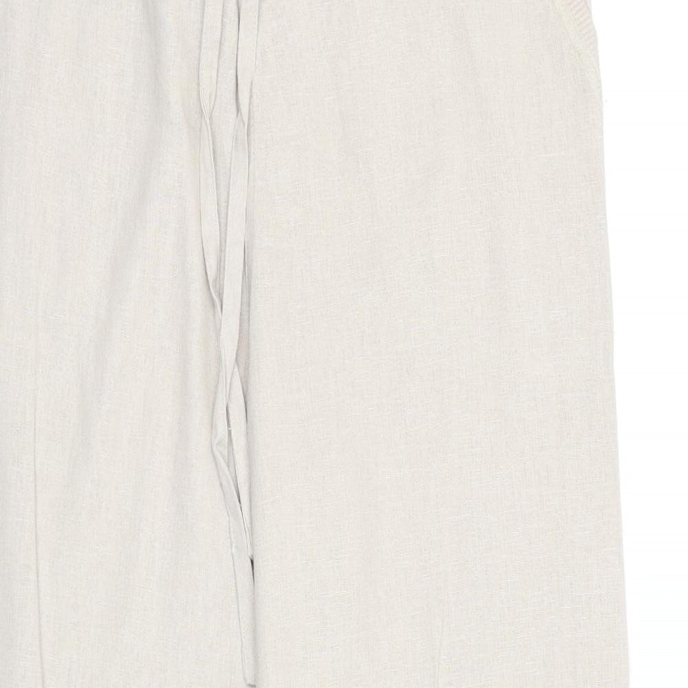 Tom Franks Womens Beige Linen Trousers Size 14 Regular Zip