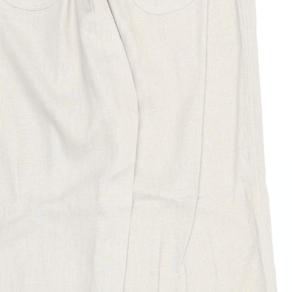 Tom Franks Womens Beige Linen Trousers Size 14 Regular Zip