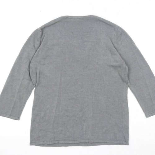 BHS Womens Grey V-Neck Acrylic Pullover Jumper Size 14