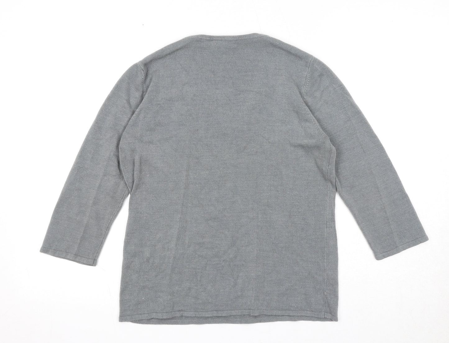 BHS Womens Grey V-Neck Acrylic Pullover Jumper Size 14