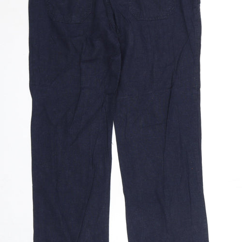 M&Co Womens Blue Linen Trousers Size 10 Regular Zip