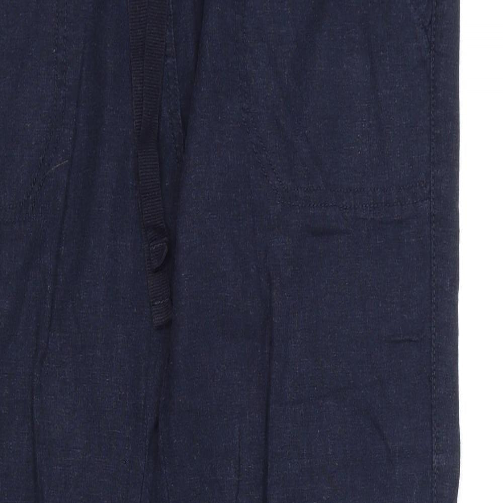 M&Co Womens Blue Linen Trousers Size 10 Regular Zip