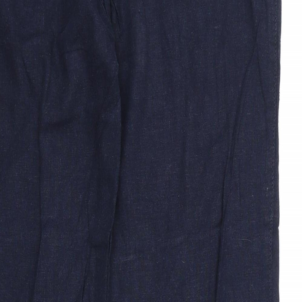 M&Co Womens Blue Linen Trousers Size 10 Regular Zip