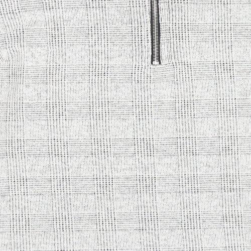 H&M Womens Grey Boat Neck Plaid Cotton Pullover Jumper Size XS