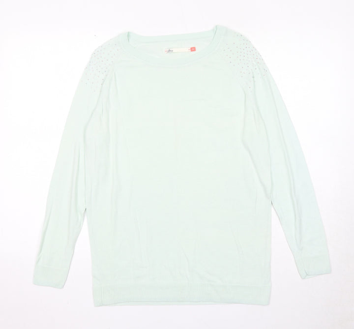 Flouse Womens Blue Round Neck Acrylic Pullover Jumper Size M