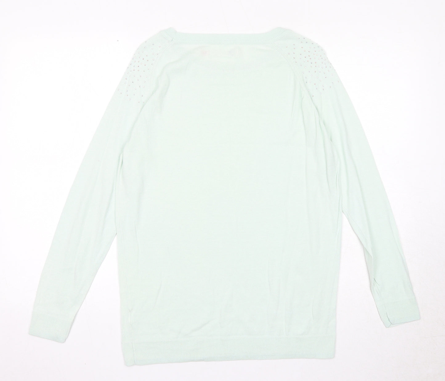 Flouse Womens Blue Round Neck Acrylic Pullover Jumper Size M