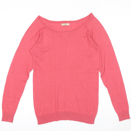 Knitwear STR Womens Pink Boat Neck Acrylic Pullover Jumper Size L