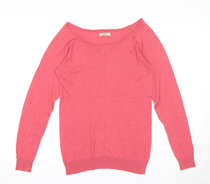 Knitwear STR Womens Pink Boat Neck Acrylic Pullover Jumper Size L
