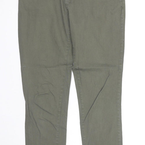 24/7 Authentic Denim Womens Green Cotton Skinny Jeans Size 12 Regular Zip