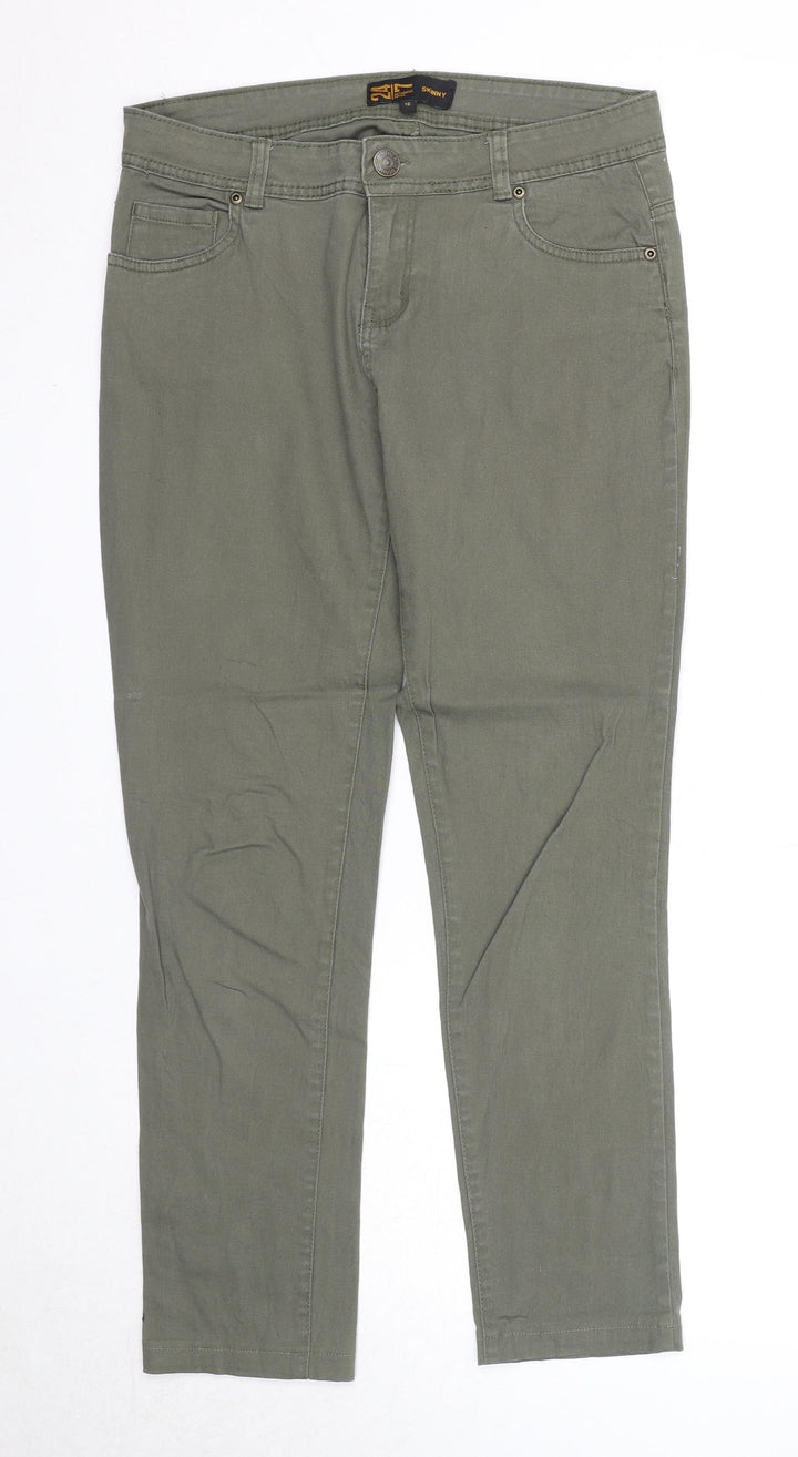 24/7 Authentic Denim Womens Green Cotton Skinny Jeans Size 12 Regular Zip