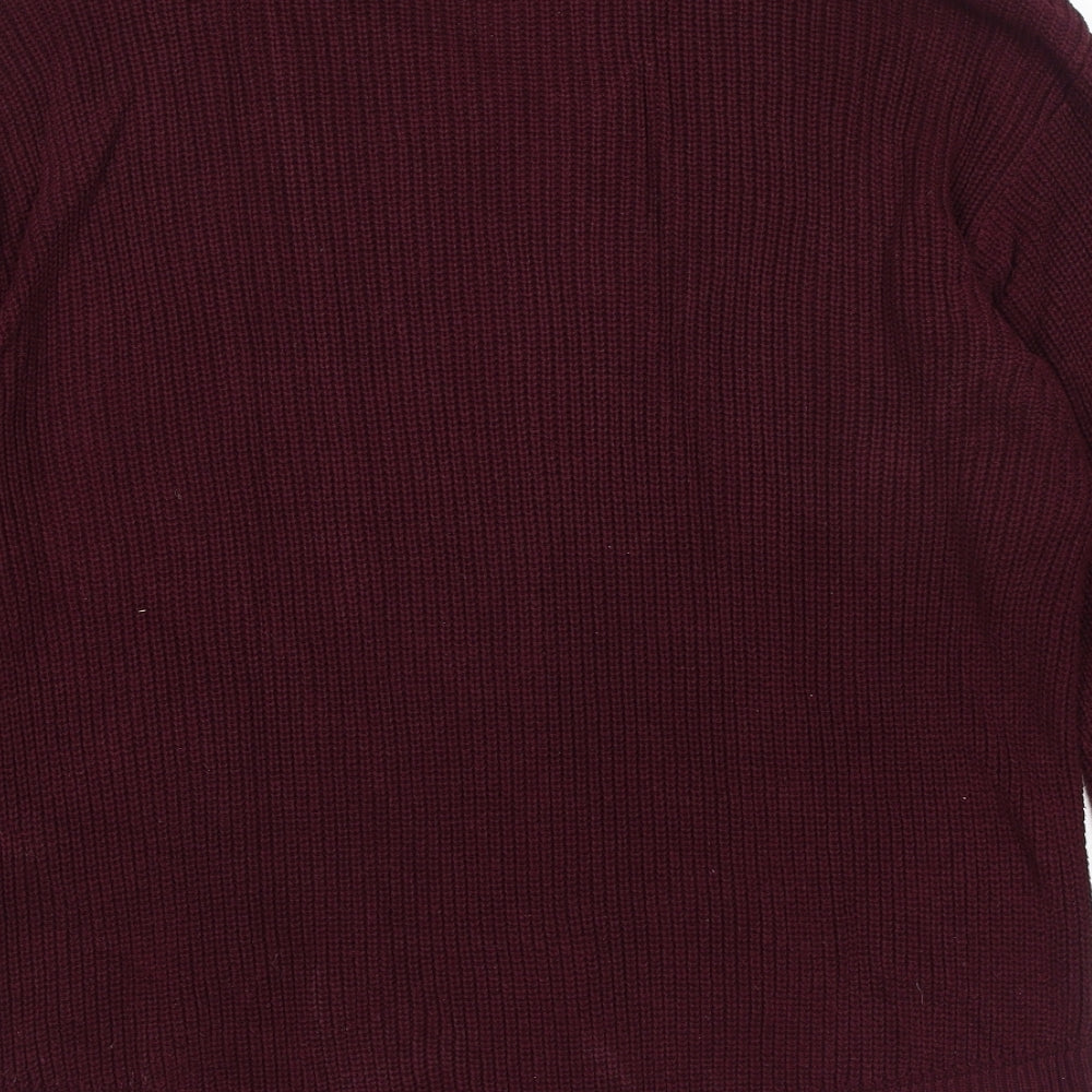 H&M Womens Purple V-Neck Cotton Pullover Jumper Size M - Lace Neckline